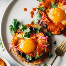 Red Chile Tostadas with Eggs Recipe Page