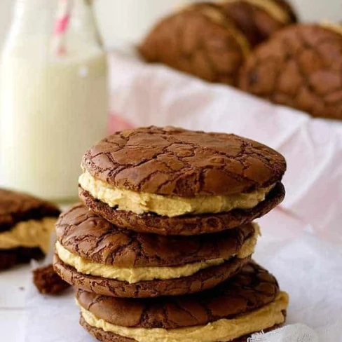 Brownie Cookie Sandwich with Peanut Butter Frosting Image