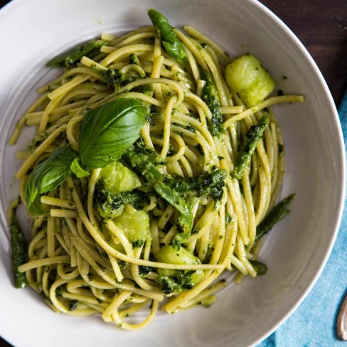 Pesto Pasta With Potatoes And Green Beans Image