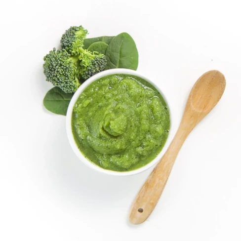 Apple, Spinach + Broccoli Baby Food Puree Image