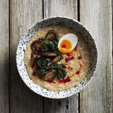 Rice Cooker Oatmeal Congee with Miso, Mushroom and Kale | Marion&#039;s Kitchen Recipe Page