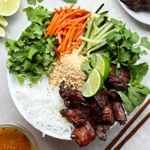 Vietnamese Noodle Bowl With Grilled Pork Image