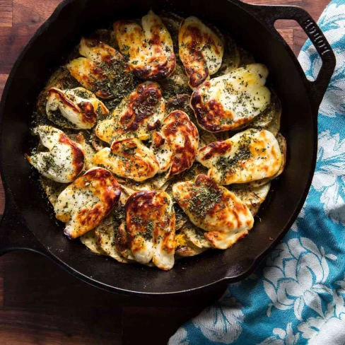 Lemony Broiled Potatoes With Halloumi Cheese Image