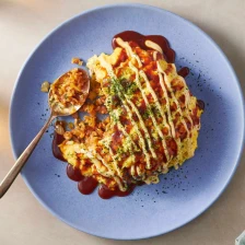 Pork Omurice (Japanese Pork Fried Rice Omelette With Okonomiyaki Sauce) Recipe Page