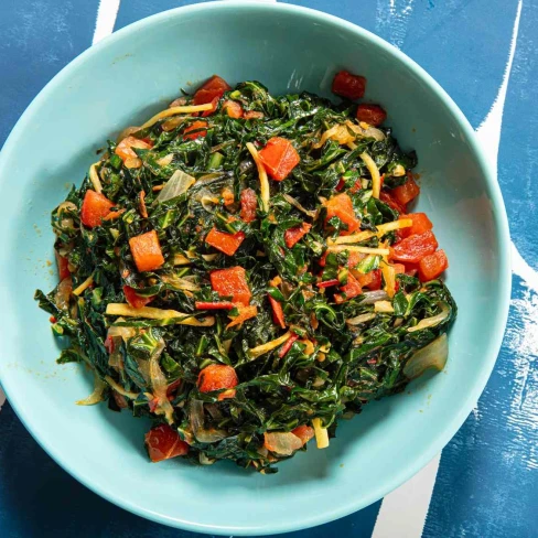 Sukuma Wiki (Kenyan Sautéed Collard Greens With Tomatoes and Ginger) Image