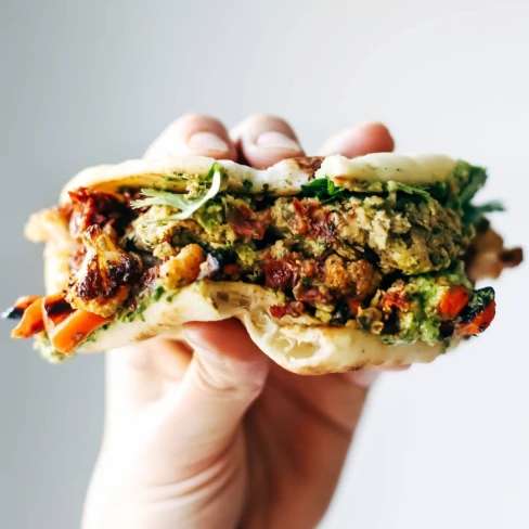 Spicy Falafel And Roasted Veggie Naan-wich Image