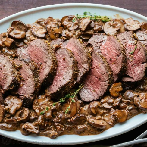 Beef Tenderloin with Mushroom Sauce (VIDEO) Image