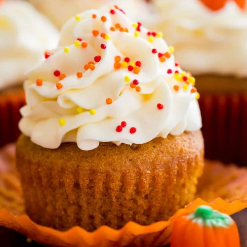 Pumpkin Cupcakes with Cream Cheese Frosting Image