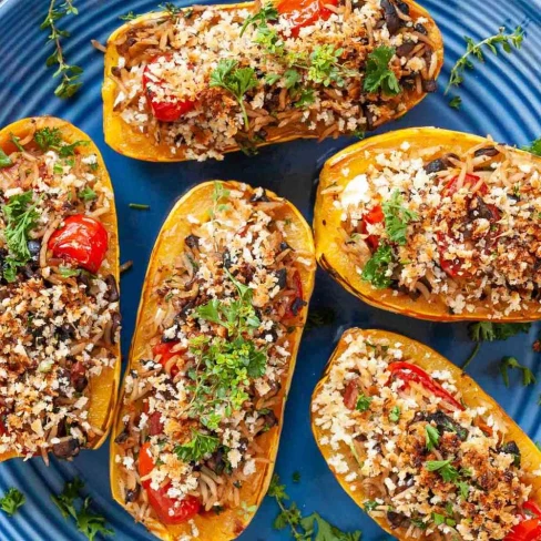 Stuffed Delicata Squash With Pancetta And Goat Cheese Image