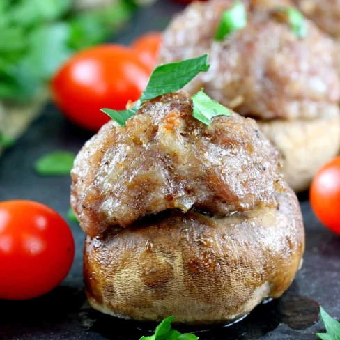 Sausage and Tomato Stuffed Mushrooms Image