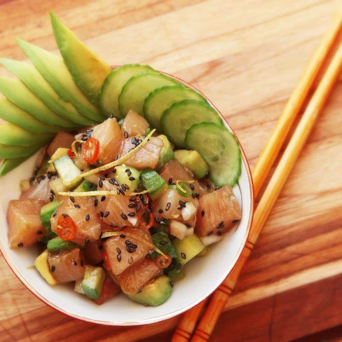 Hamachi Poke With Cucumber and Avocado Recipe Image