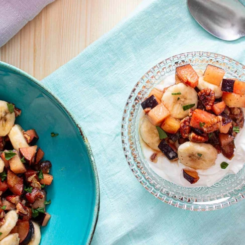 Plum, Date, Banana, and Maple-Bacon Salad Image