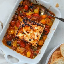 Broiled Feta with Garlicky Cherry Tomatoes &amp; Capers Recipe Page