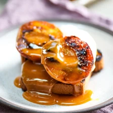 Grilled Peaches and Pound Cake With Cider Vinegar Caramel Sauce Recipe Page