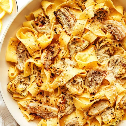 Lemon Butter Pasta with Roasted Artichokes and Fennel Image