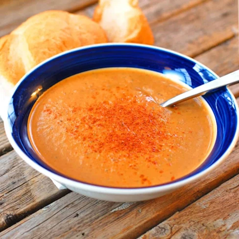 Curry Roasted Red Pepper And Eggplant Soup Image