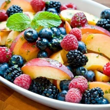 Peaches &amp; Berries with Lemon-Mint Syrup Recipe Page