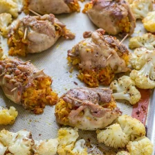 Stuffed Chicken Thighs and Cauliflower (One-Pan Meal) Recipe Page