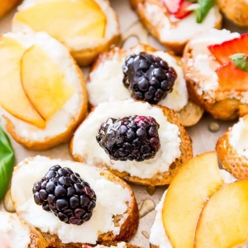 Goat Cheese, Honey, &amp; Fruit Crostini Image