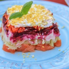 Shuba with Salmon, a twist on Herring Salad Recipe Page