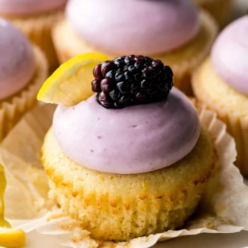 Lemon Cupcakes with Blackberry Cream Cheese Frosting Image