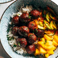 Sticky Ginger Rice Bowls with Pickled Veg and Mango Recipe Page