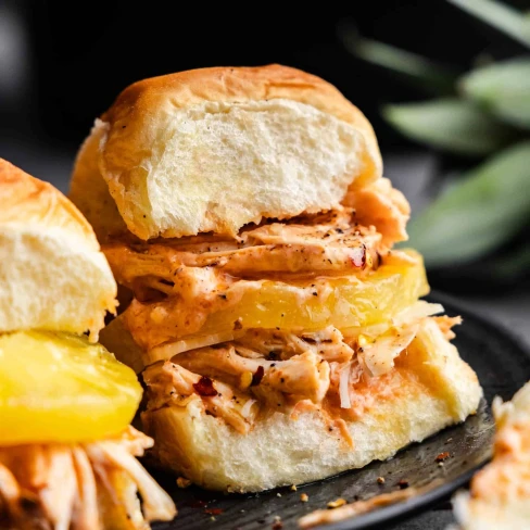 Slow Cooker Creamy BBQ Chicken Sliders Image