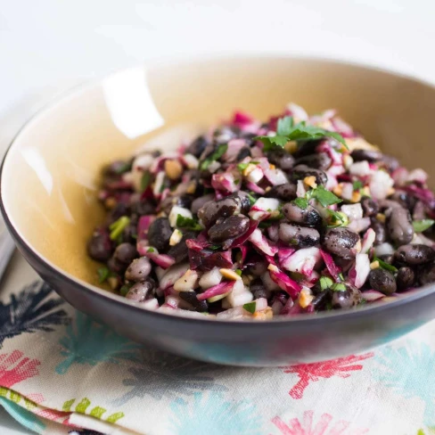 Bean Salad With Radicchio, Radish, Pickled Onions, and Marcona Almonds Recipe Image