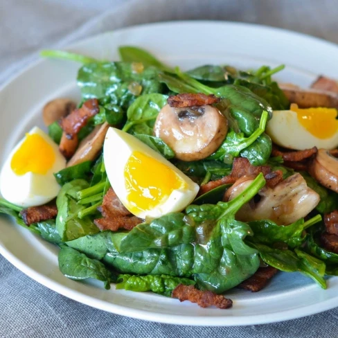 Spinach Salad with Warm Bacon Dressing Image