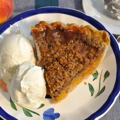 Fresh Peach Pie With Heath Bar Crumb Topping Image