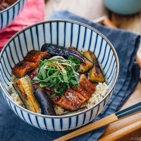 Eggplant Unagi Donburi Image