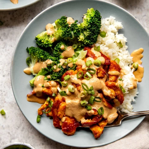 Red Curry Chicken Stir Fry with Spicy Cashew Sauce Image