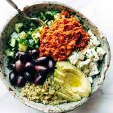 Mediterranean Quinoa Bowls with Roasted Red Pepper Sauce Recipe Page