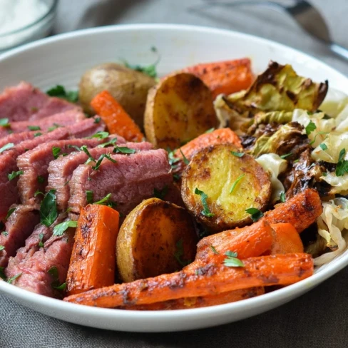 Corned Beef and Cabbage with Horseradish Cream Sauce Image