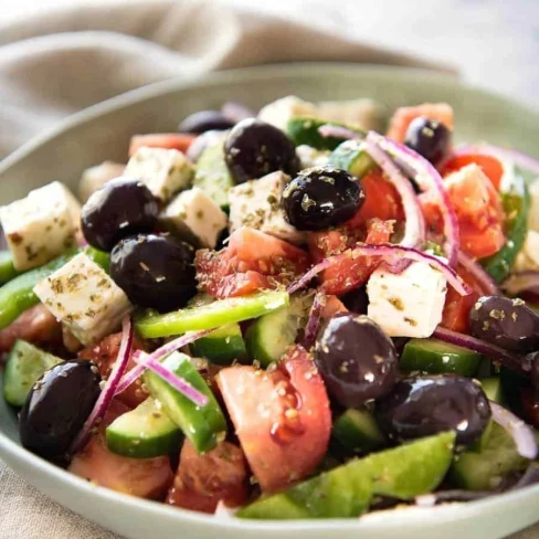 Greek Salad with Homemade Greek Salad Dressing Image