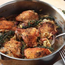 Crispy Braised Chicken Thighs With Cabbage and Bacon Recipe Recipe Page