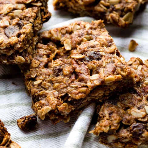 Soft Oatmeal Raisin Cookie Granola Bars Image