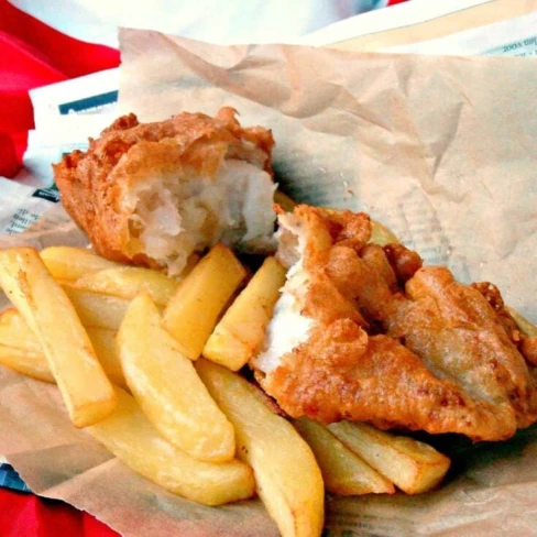 British Beer Battered Fish And Chips Image