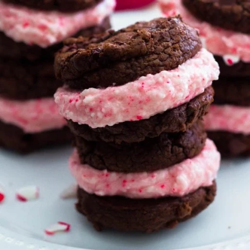 Chocolate Fudge Cookies with Candy Cane Buttercream Image