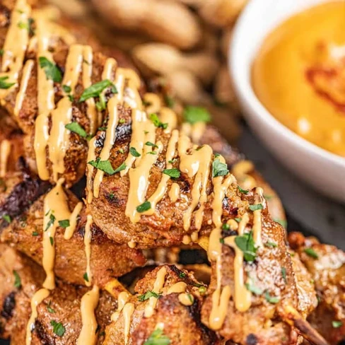 Beef Satay with Spicy Peanut Dipping Sauce Image