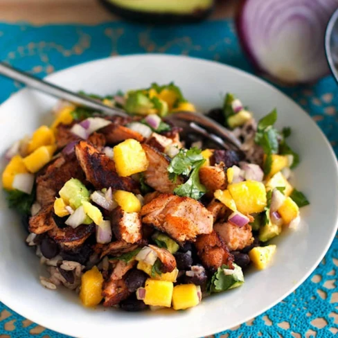 Caribbean Jerk Salmon Bowl with Mango Salsa Image