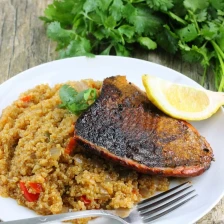 Sweet and Spicy Salmon over Dirty Quinoa Recipe Page