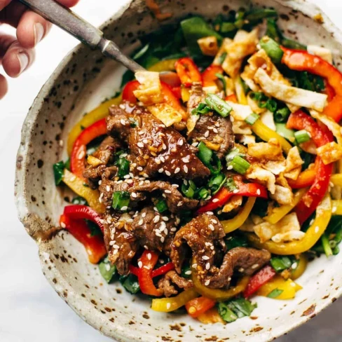 Korean BBQ Steak Bowls with Spicy Sesame Dressing Image