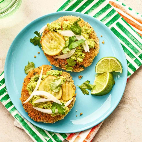 Vegan Chickpea Cakes with Mashed Avocado Image