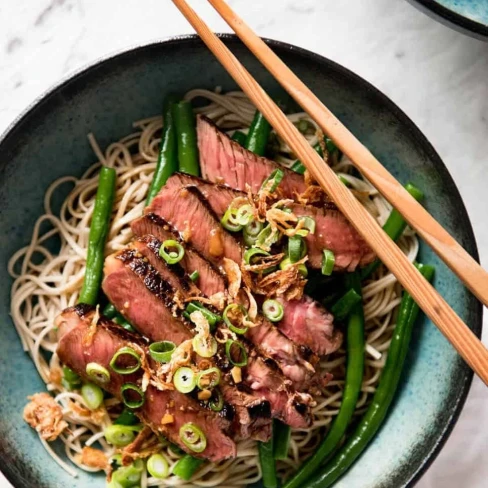 Beef Soba Noodle Bowl with Green Beans Image