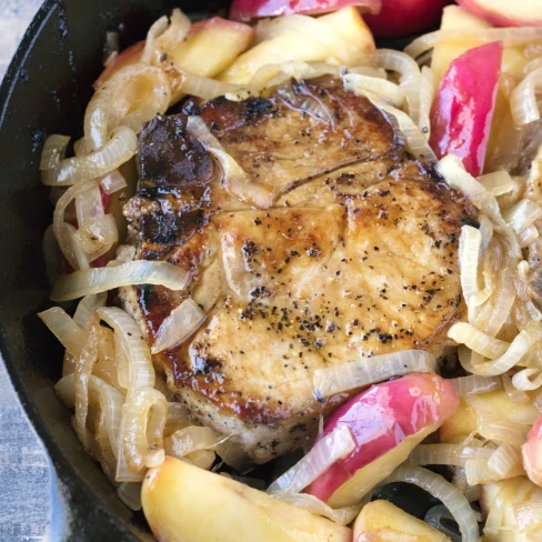 Apple Pork Chops with Caramelized Onions Image