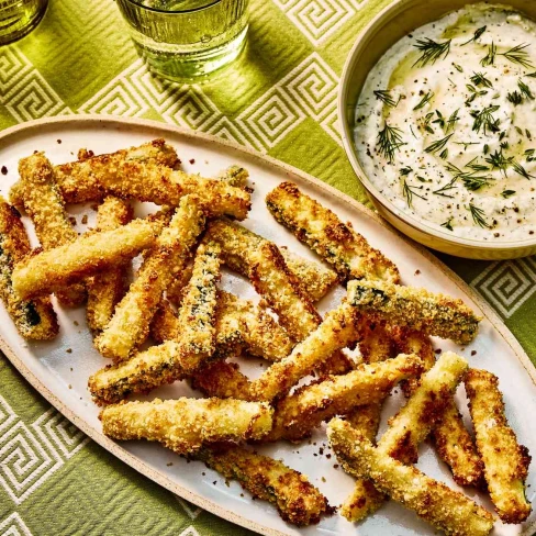 Seriously Crunchy Zucchini Fries With Herby Feta Dip Image