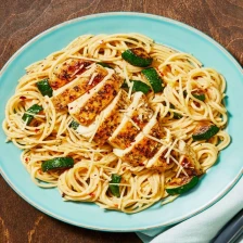 Italian Chicken Over Lemony Spaghetti With Zucchini &amp; Chili Flakes Recipe Page