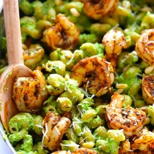 Asparagus-Spinach Pesto Pasta with Blackened Shrimp Recipe Page