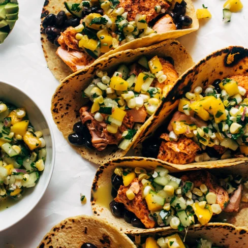 Salmon Tacos with Mango Corn Salsa Image